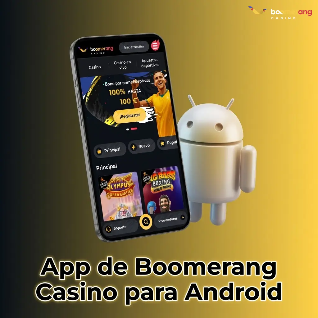Aplicación de Boomerang Casino para Android disponible como APK descargable desde el sitio oficial