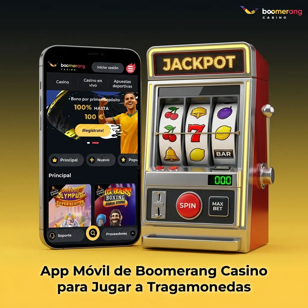 App móvil de Boomerang Casino para iOS y Android con acceso a más de 7.000 tragamonedas