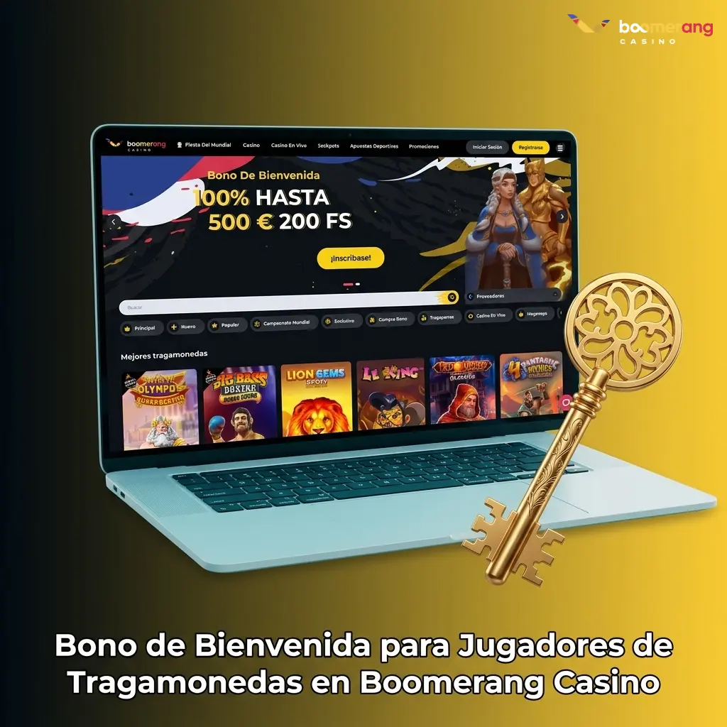 Bono de bienvenida Boomerang Casino: 100% hasta 500 EUR y 200 giros gratis para jugadores de tragamonedas