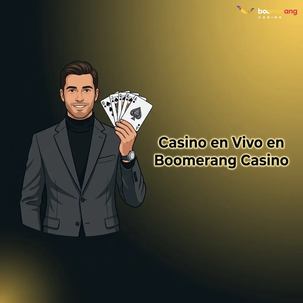 Croupier real en mesa de casino en vivo de Boomerang Casino con ruleta, blackjack y baccarat disponibles 24h