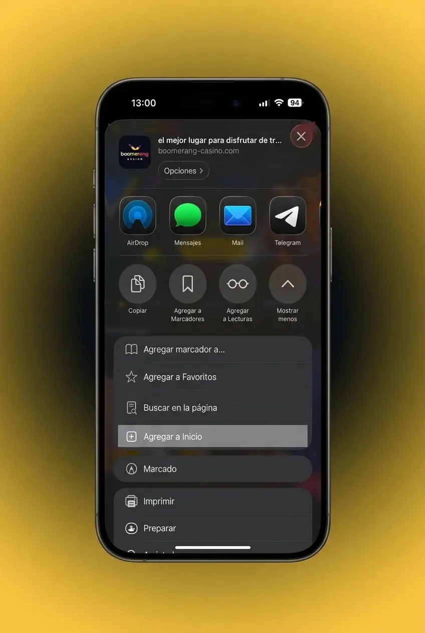 Guía para instalar Boomerang Casino como PWA en iPhone e iPad desde Safari en 4 pasos